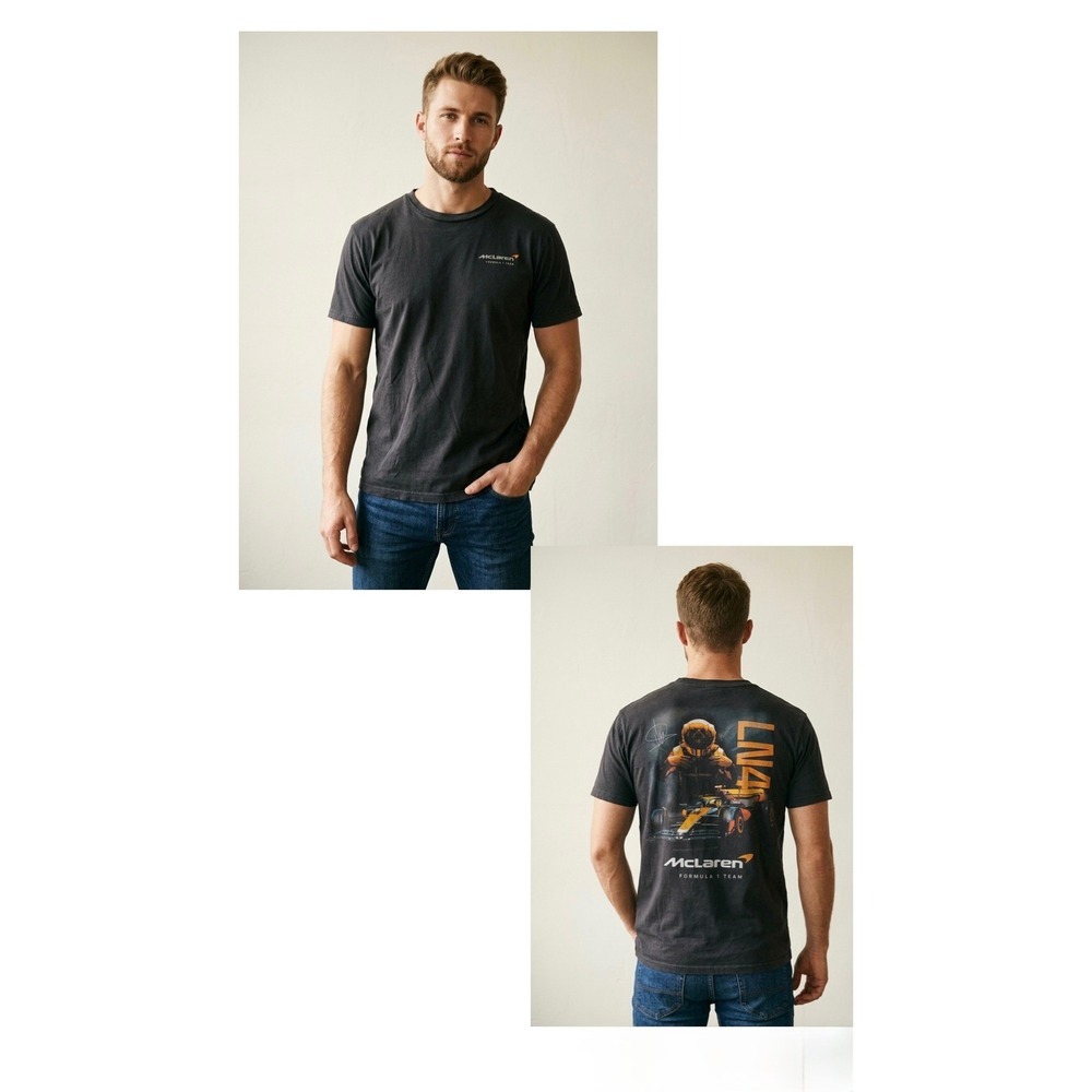 McLaren F1 Team Lando Norris LN4 Graphic T-Shirt Mens Large Black Racing Tee